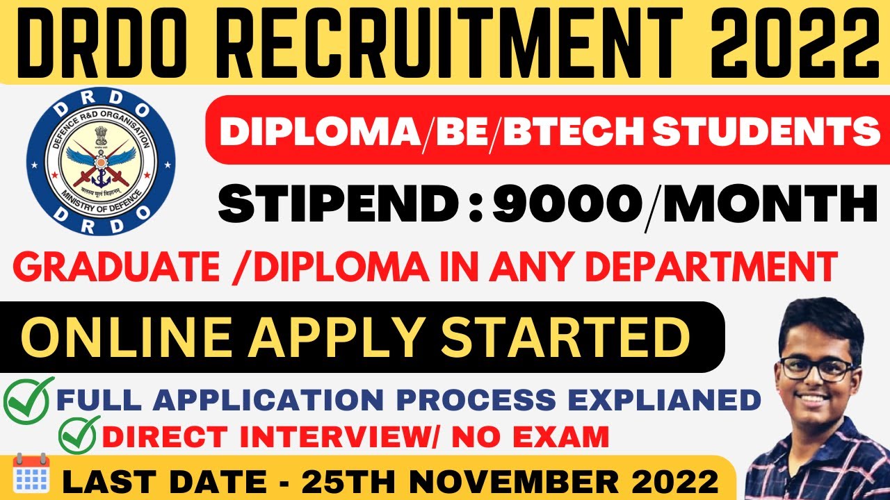 DRDO Recruitment 2022 | No Exam |DRDO Job Vacancy 2022 | Job Vacancy 2022 | New Vacancy 2022
