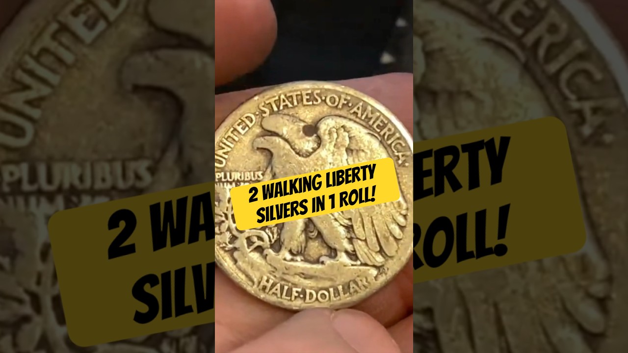 Rare Find! 2 Walking Liberty Silver Half Dollars In A Bank Roll! #youtubeshorts #coin #silver