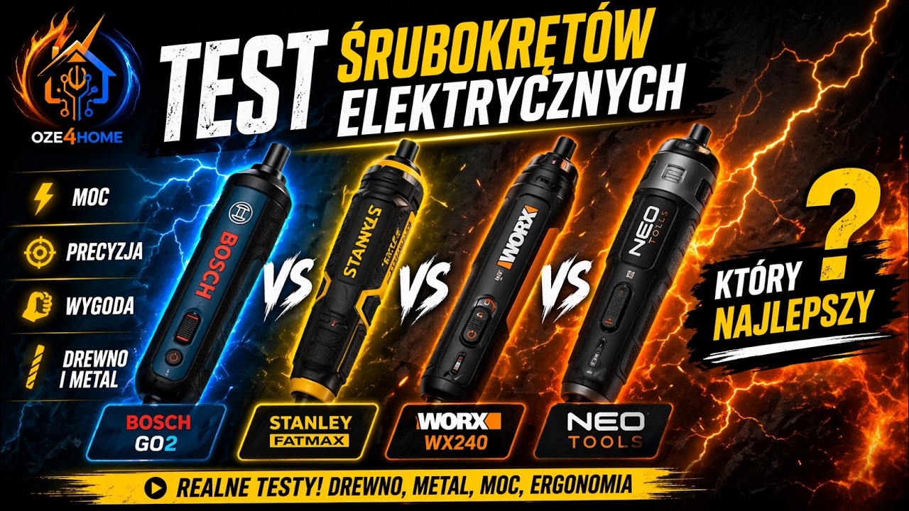 Test Śrubokrętów Elektrycznych: Bosch Go2, Stanley Fatmax, Worx, Neo Tools – Który Najlepszy?