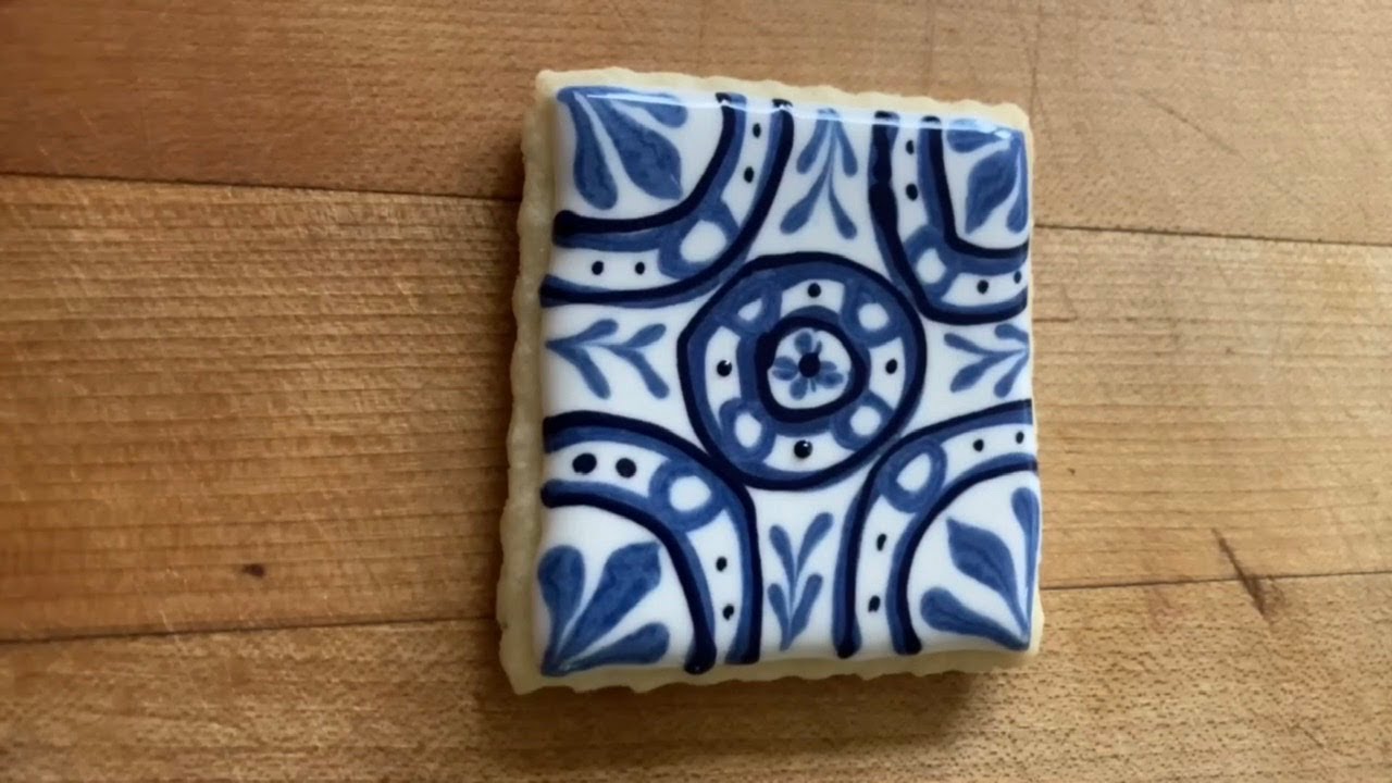 Landfall Larder cookie shorts Mediterranean tile design blue and white summer