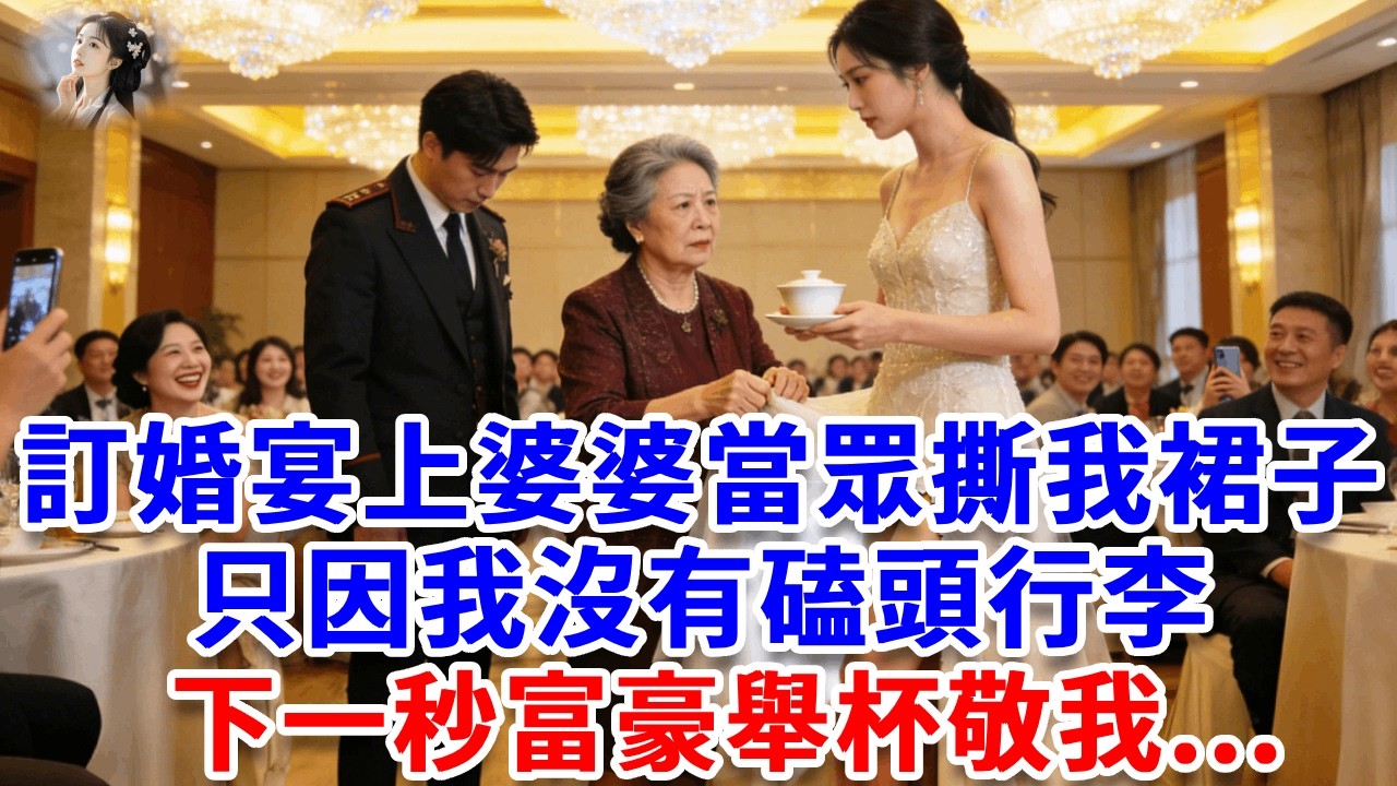 訂婚宴上婆婆當眾撕我裙子，只因我沒有磕頭行李：「農村來的就是不懂禮數」下一秒富豪舉杯敬我：總裁，您怎麼也在這？#詩涵講故事#為人處世#生活經驗#情感故事#晚年哲理#說故事#完結文#原創故事