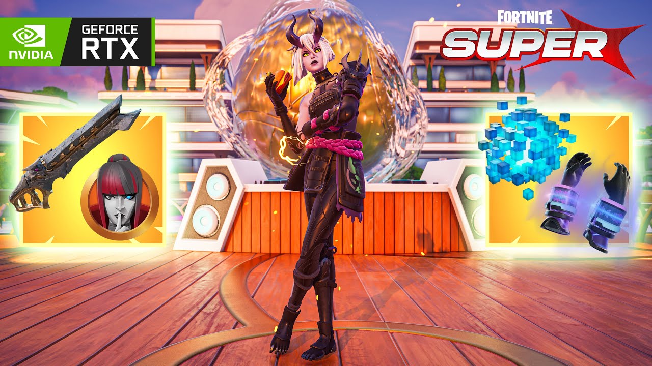 Fortnite Tactical Night Rose Outfit Chapter 6 Super 4K RTX 5090 Max Graphics RTX ON
