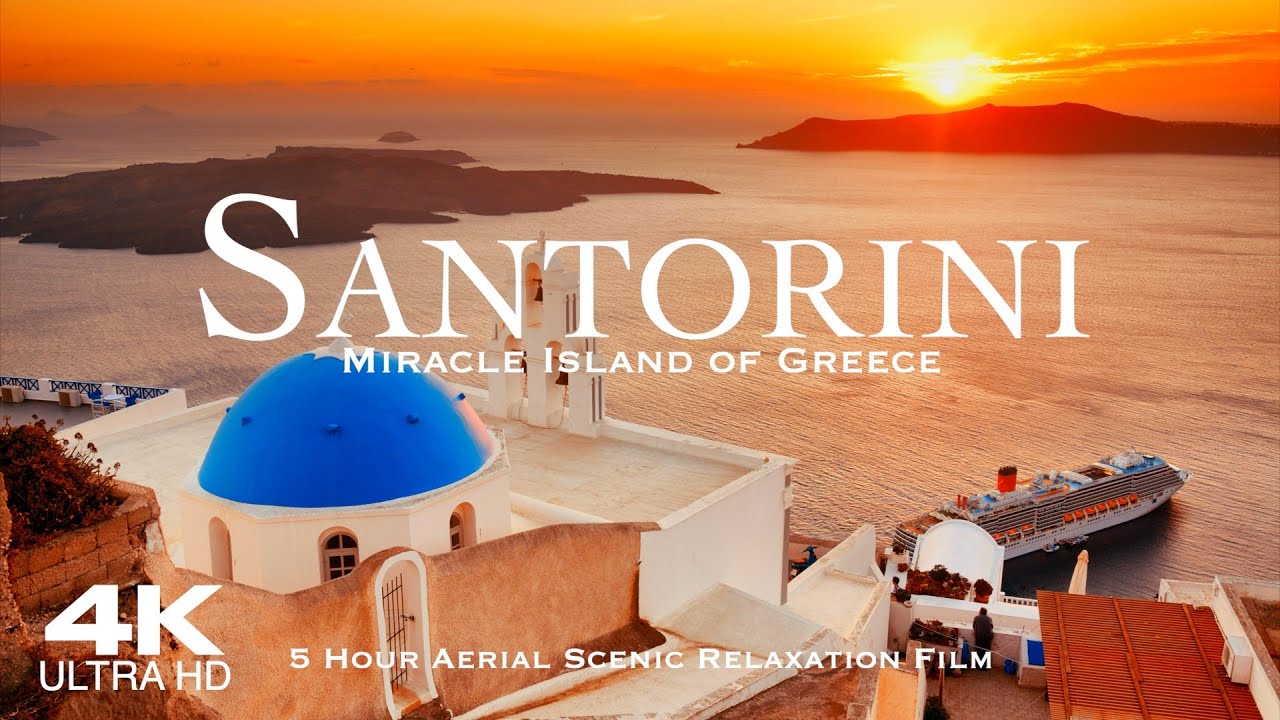 [4K] Best of SANTORINI 2026 🇬🇷 Σαντορίνη Θήρα | 5 HOUR Drone Aerial Relaxation of Fira & Oia Greece