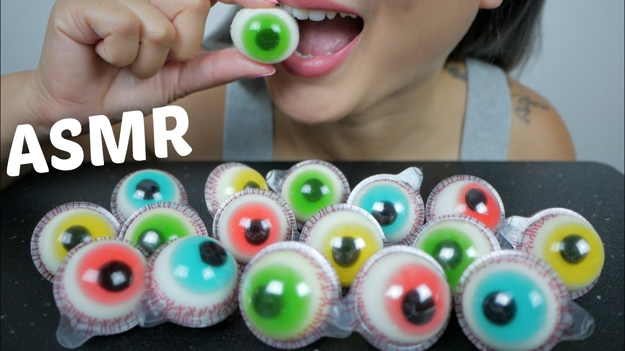 ASMR Trolli Glozter *Sour Gummy Eyeballs | No Talking Eating Sound | N.E Let's Eat