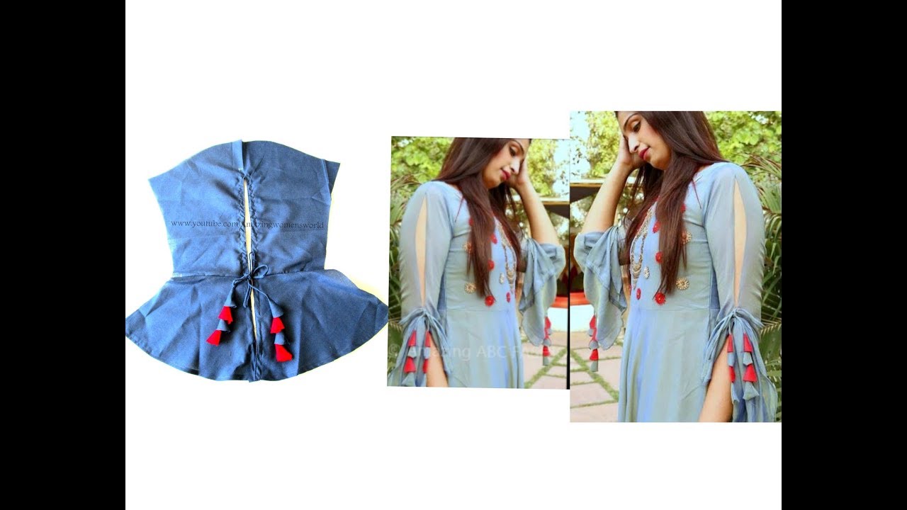 Beautiful  Bell Sleeves Cutting & Stitching in Hindi