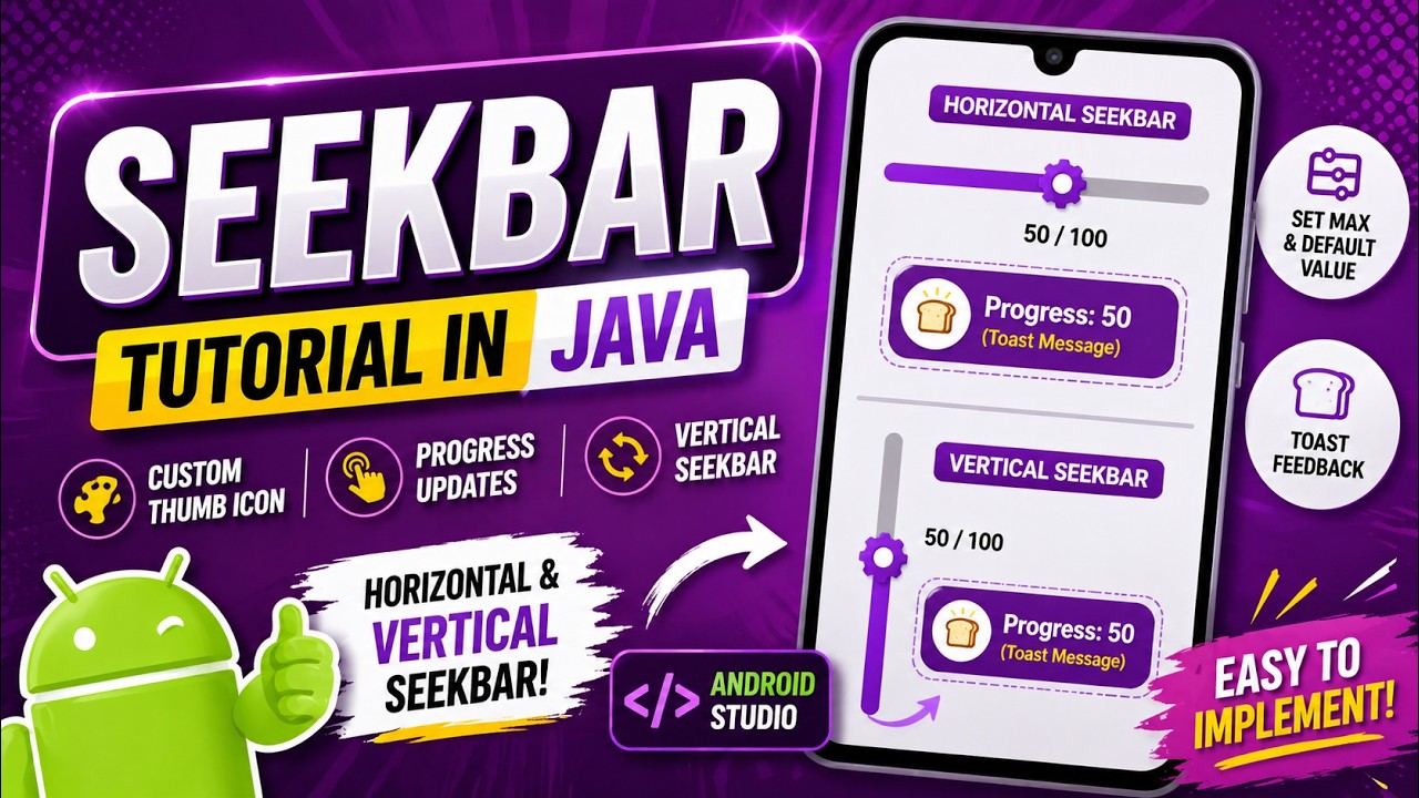 ANDROID - SEEKBAR TUTORIAL IN JAVA | CUSTOM ICON | VERTICAL SEEKBAR