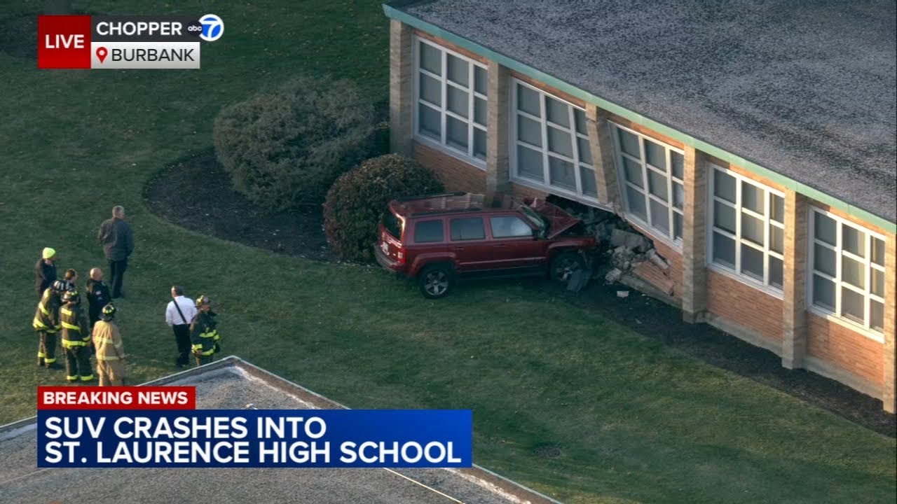 SUV slams into Burbank's St. Laurence High School