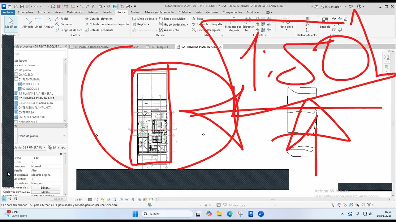 Curso REVIT en VIVO: Como dibujar en la lámina A1 proyectos grandes o de varios bloques + ejes
