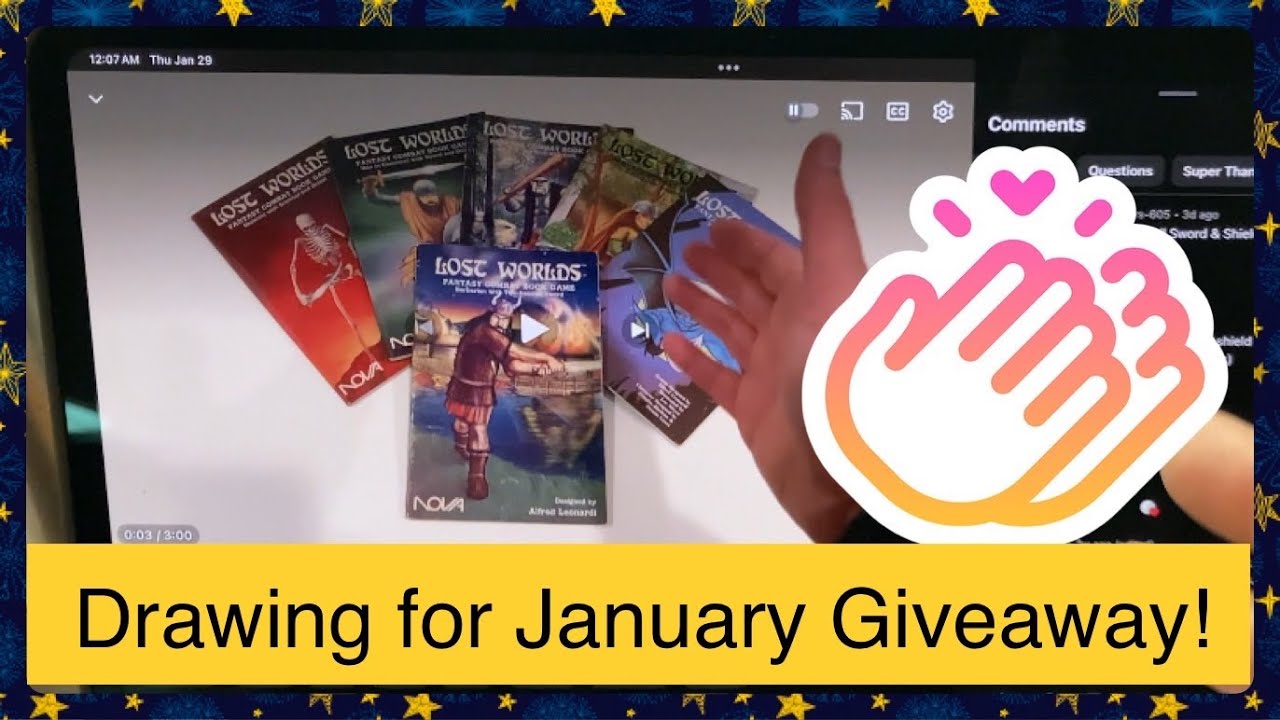 Drawing for Free January Nerd Mimic Channel Giveaway Lost Worlds Gamebooks!