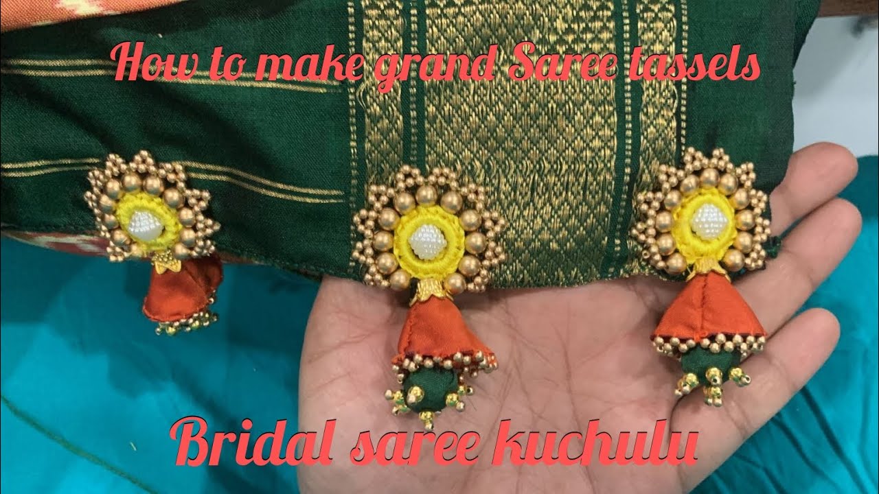 Grand bridal చీర కుచ్చులు design,beads&cloth ఎలా చేయాలి?#trending#saree#tassel#bridal#kuchulu#design