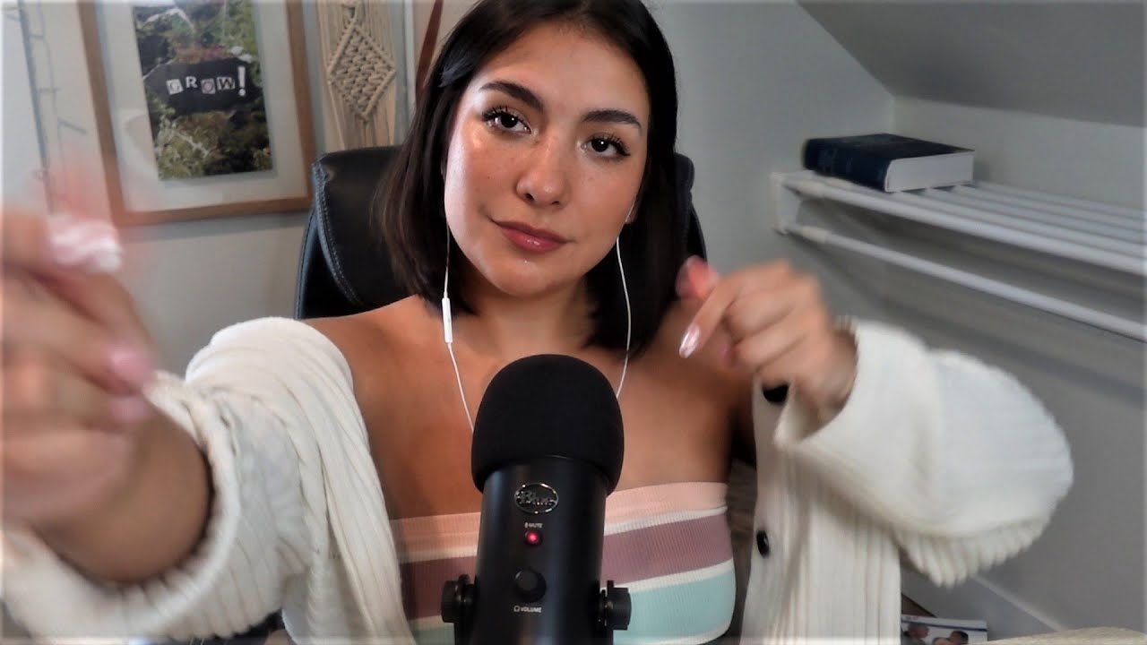 ASMR fast/aggressive hand and nail sounds (snapping, finger flutters, nail clicking) *soft whispers*