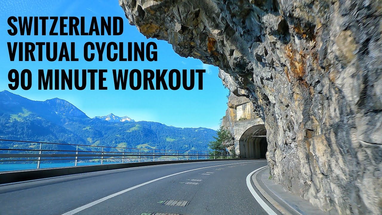 90 Minute Indoor Cycling Videos With Music | Virtual Bike Ride Around Switzerland |