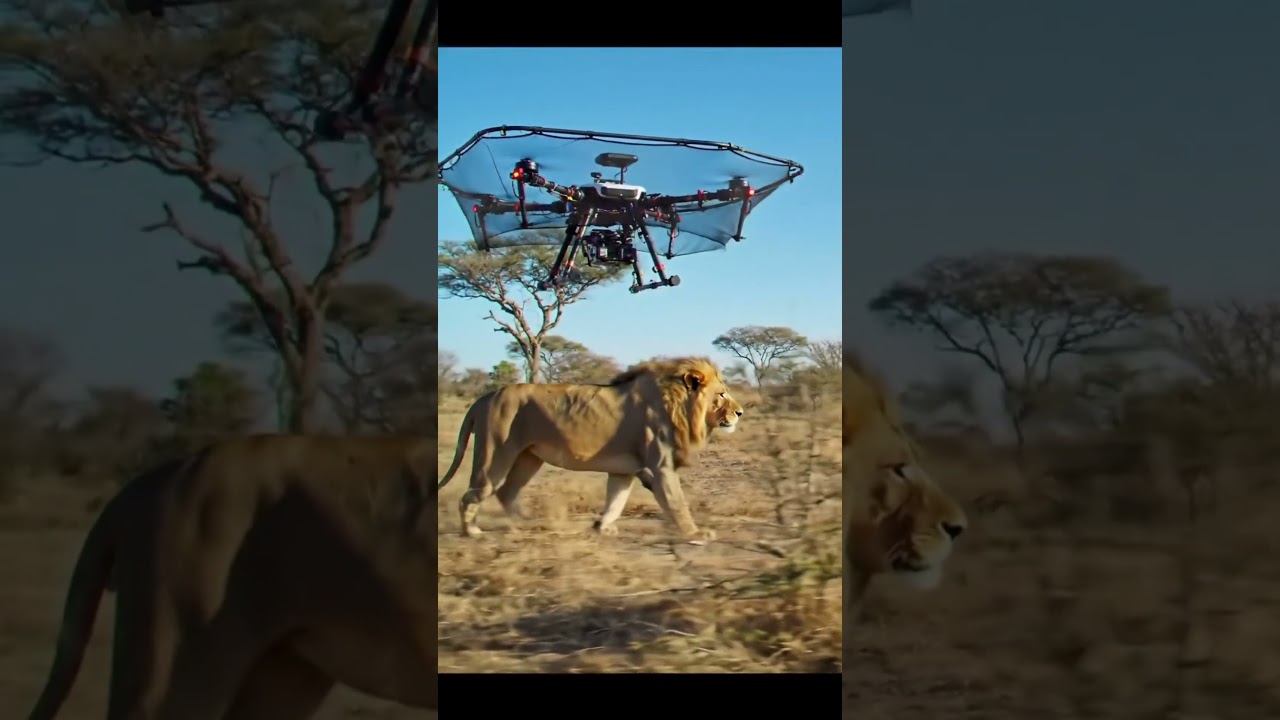 Simulated Drone Capture of a Lion &ndash; Wildlife Tech in Action #drone #animals #wildlife #lion #uk