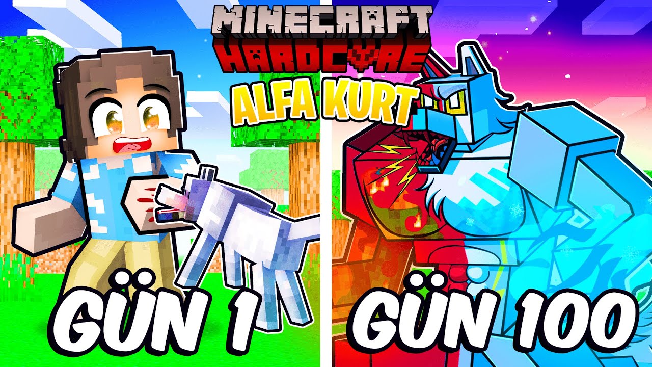 Minecraft'ta ELEMANTAL ALFA KURT Olarak 100 GÜN GEÇİRDİM 🐺🧊🔥