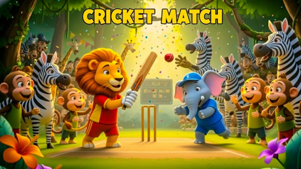 Animals Cricket Match 🏏 | Jungle Cartoon Story | Kids Moral Story