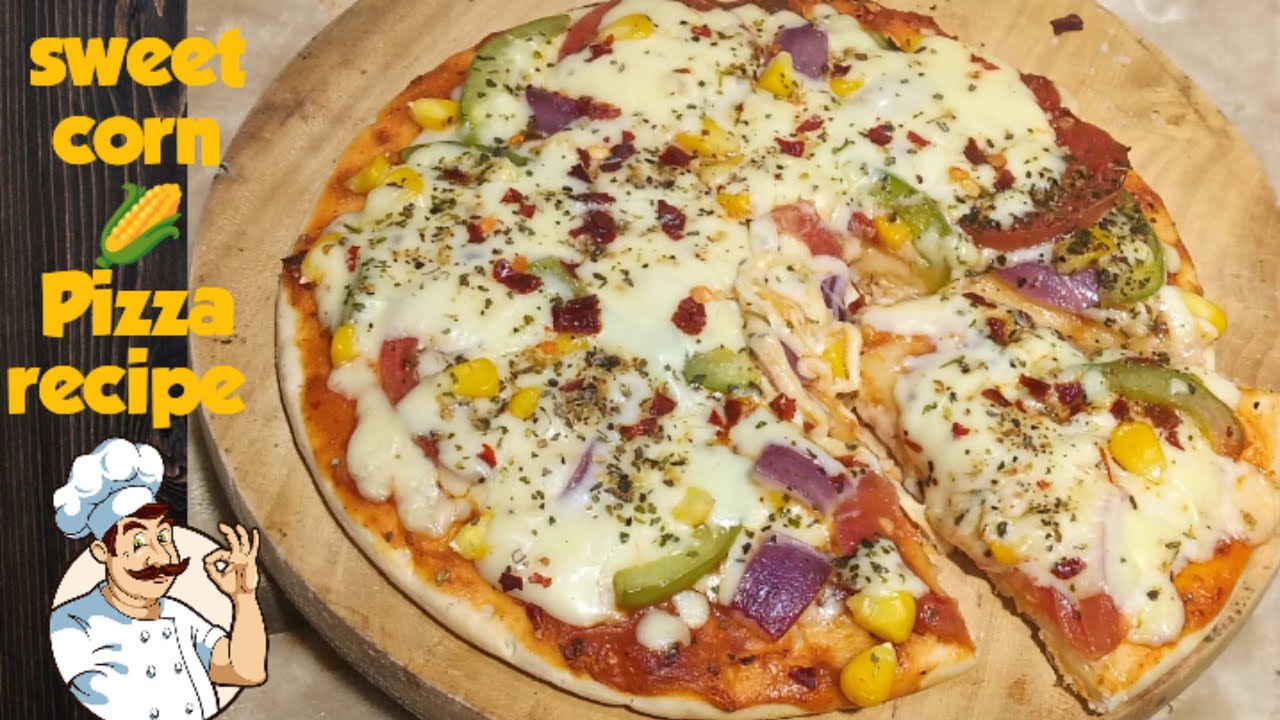 बाजार जैसा चीज़ी कॉर्न पिज़्ज़ा अब कड़ाही में | Sweet Corn Pizza No Oven l Domino's Cheese Pizza 