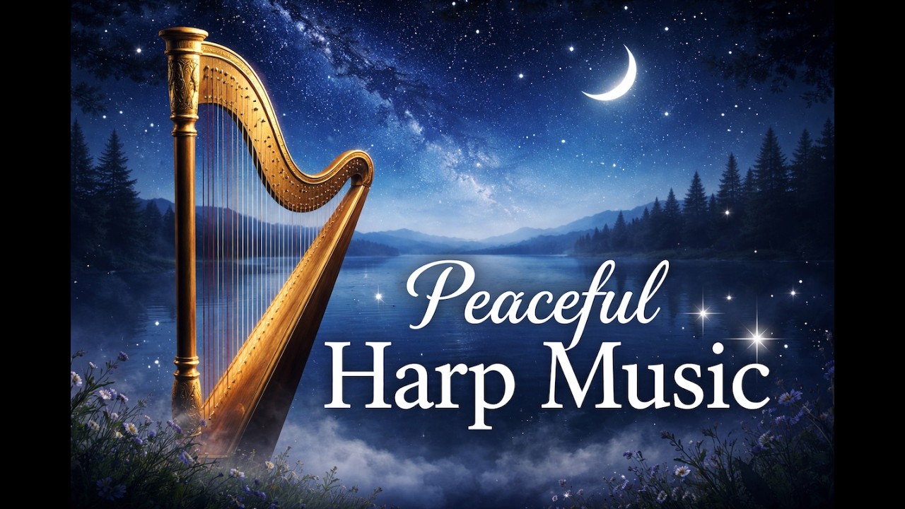 Relaxing Harp Music for Deep Sleep | Claire de Lune & Peaceful Hymns (Black Screen)