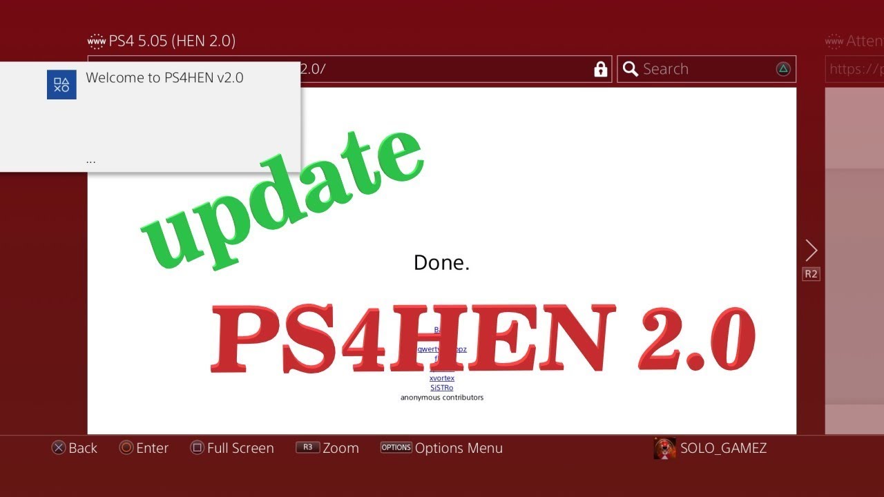 PS4HEN 2.0 Homebrew Enabler for PS4 5.05 via SiSTR0