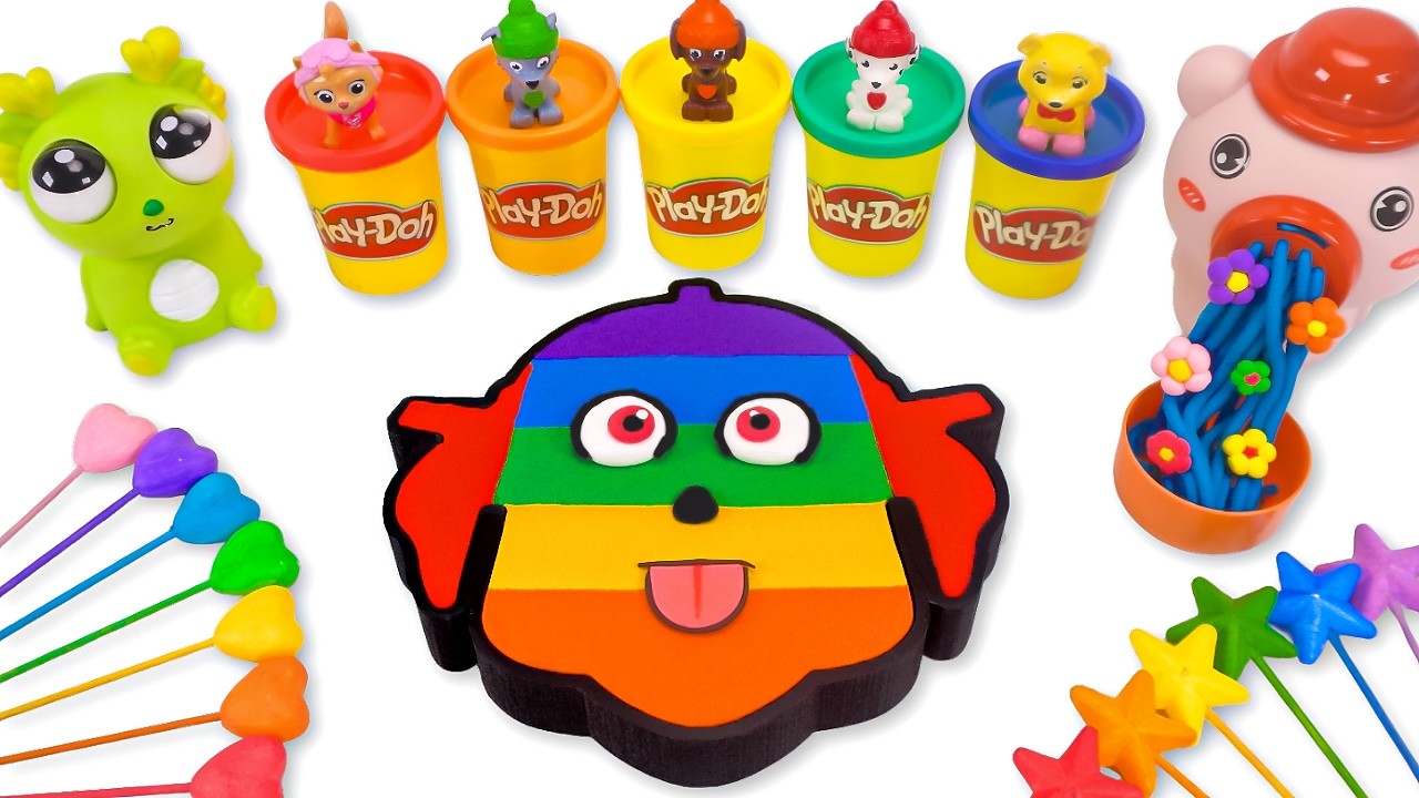 ASMR How to Make Rainbow Police Dog with Play Doh Kinetic Sand🌈Satisfying Video