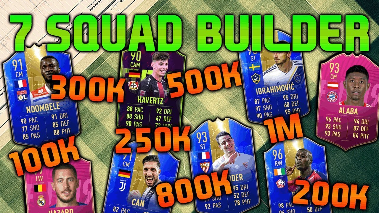 FIFA 19 SQUAD BUILDER 100K 200K 250K 300K 500K 800K 1M SQUAD BUILDER FUT CHAMPIONS FIFA 19