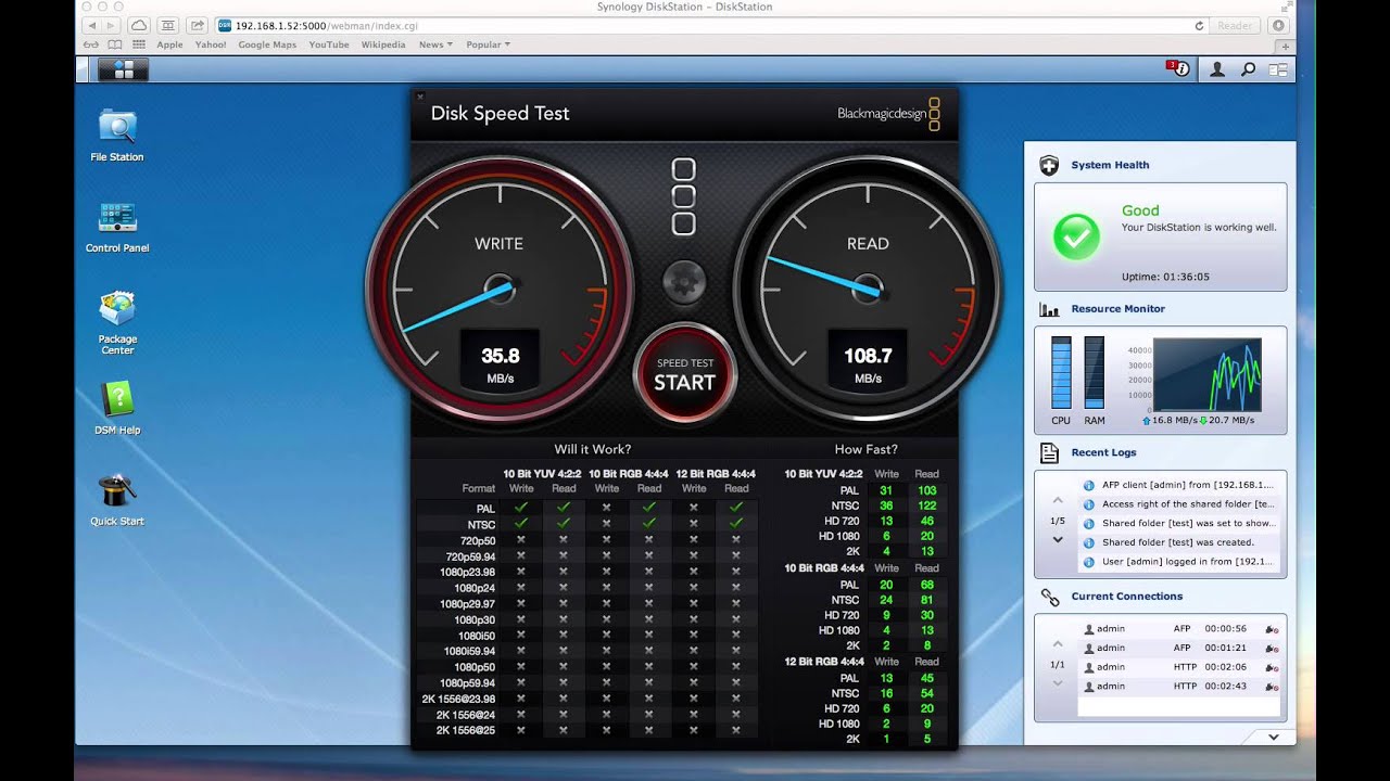 Synology DS413j Speed Test with 5G Block