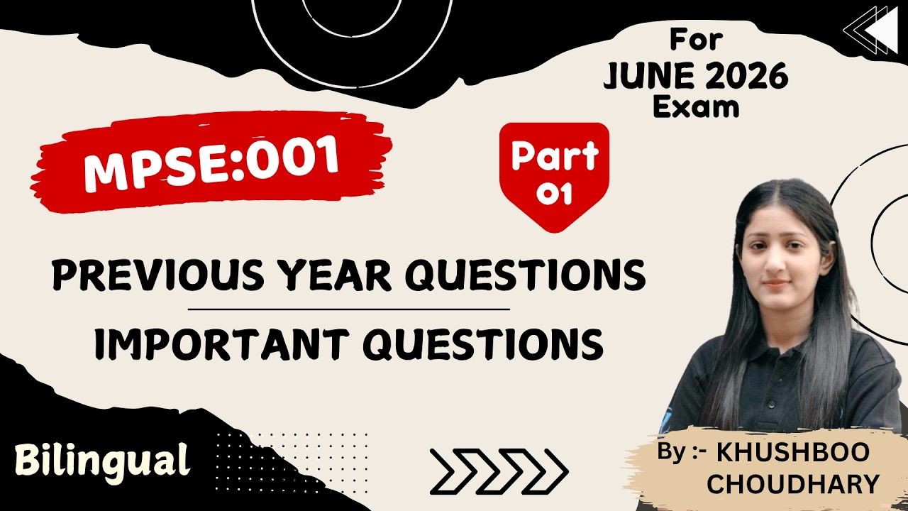 MPSE-001 l June 2026 l PYQ & Important Questions l Part-01 l India & the World l IGNOU I UPSC