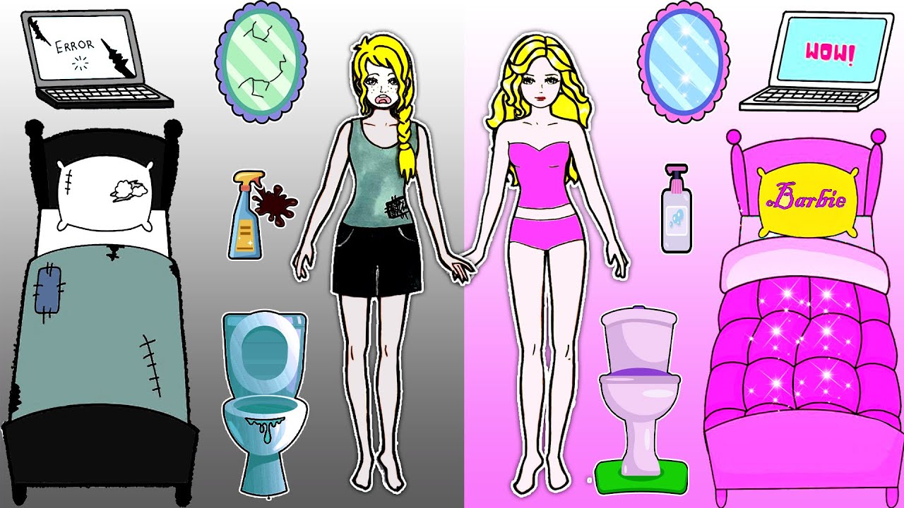 Paper Dolls Dress Up - Barbie's New Home Handmade Paper Craft - Woa Doll Channel