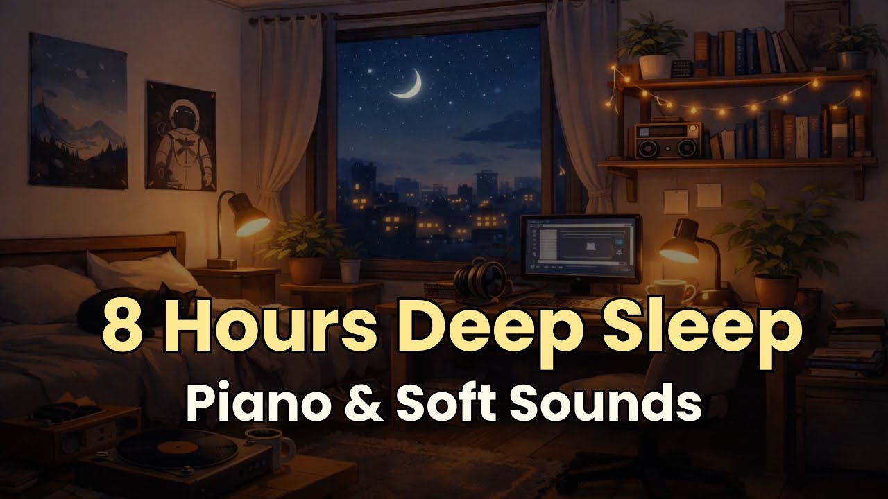 Sleeping Music for Deep Sleep | 8 Hours Night Music | Soft Piano & Ambient Sounds