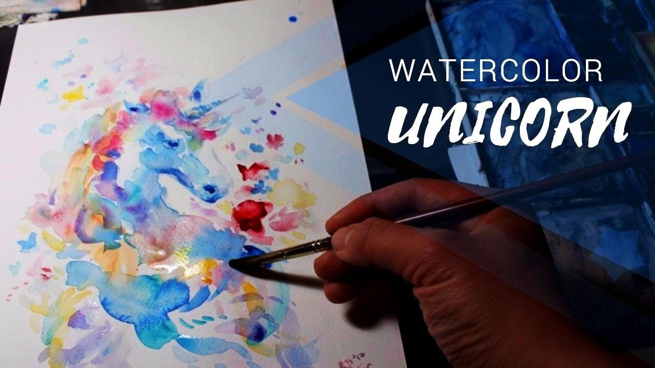 UNICORN Rainbow Watercolor Painting // Coco Bee Art