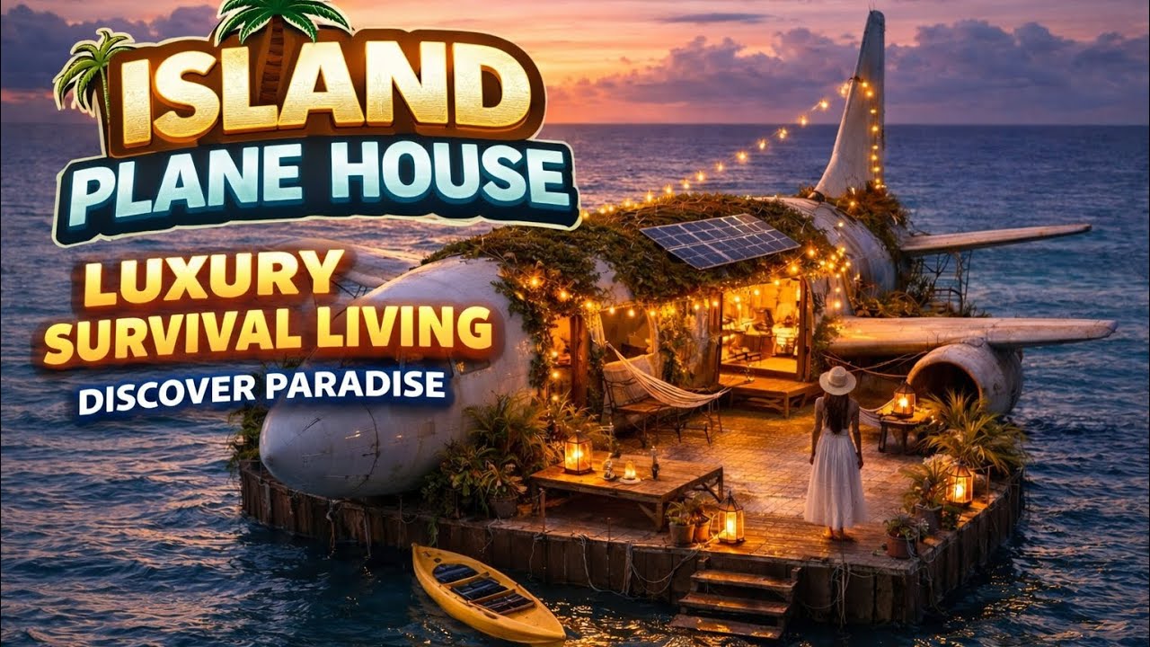 🌴 Island Plane House | Luxury Survival Living in the Ocean ✈️🌊