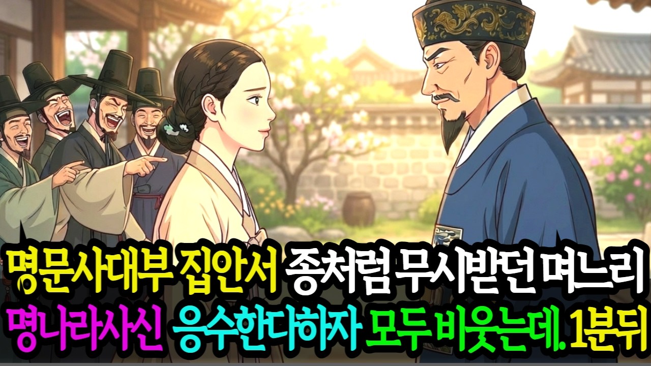 명문 사대부 집안에서 배운 것 없다며 종처럼 무시받던 막내 며느리, 명나라사신에게 응수한다하자 온 집안이 비웃었는데.. 1분 뒤.. | 야담  | 민담 | 오디오북 | 옛이야기