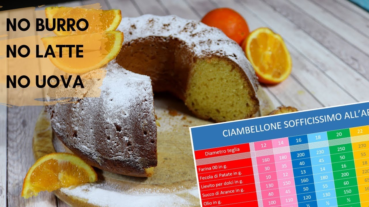 Ciambella al succo d'Arancia Vegana con Tabella Quantità