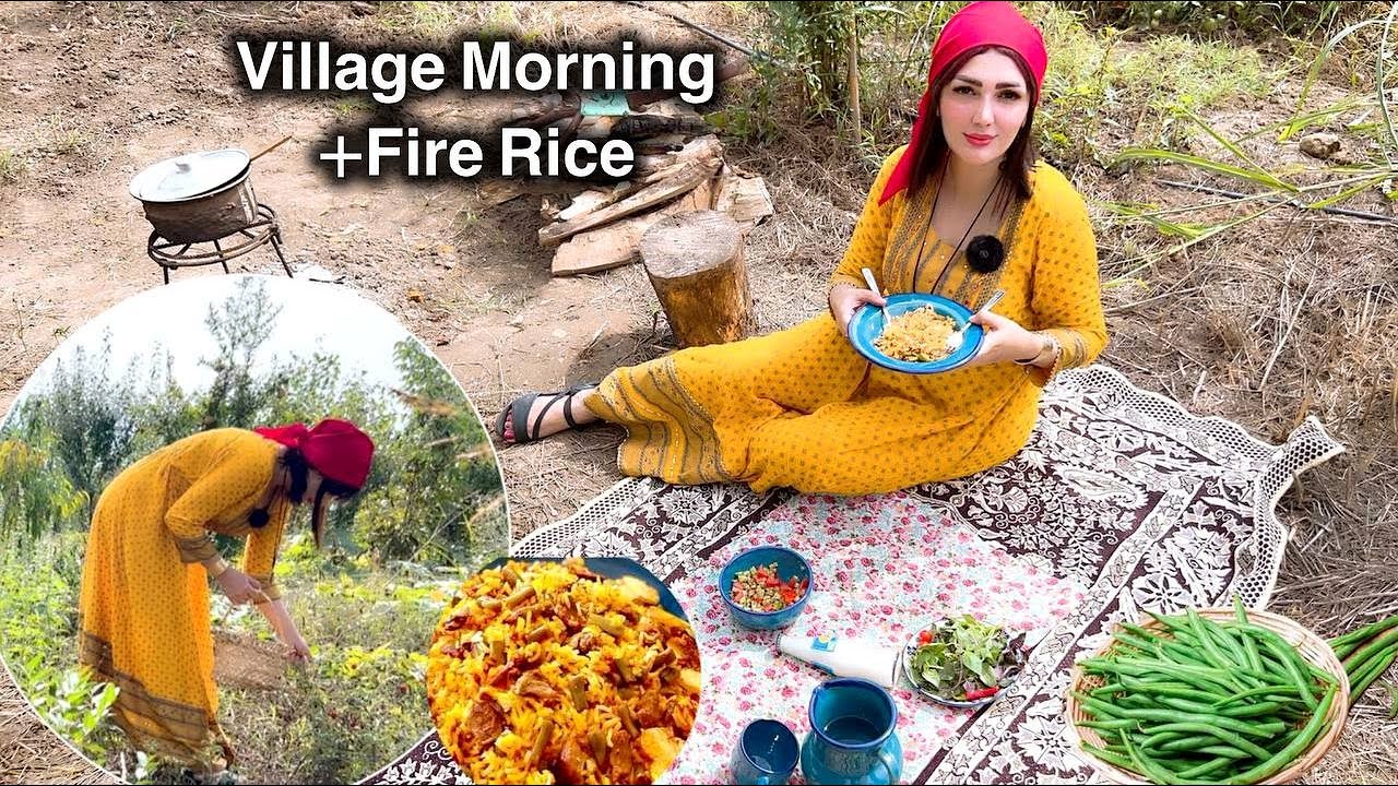 A Slow Morning in a Village Home & Cooking Outdoors | Fire Tea & Persian Rice