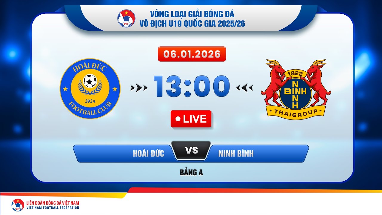 🔴Trực tiếp: Hoài Đức vs Ninh Bình |13:00-06.01.2026| Vòng loại giải bóng đá U19 VĐQG 2025/26