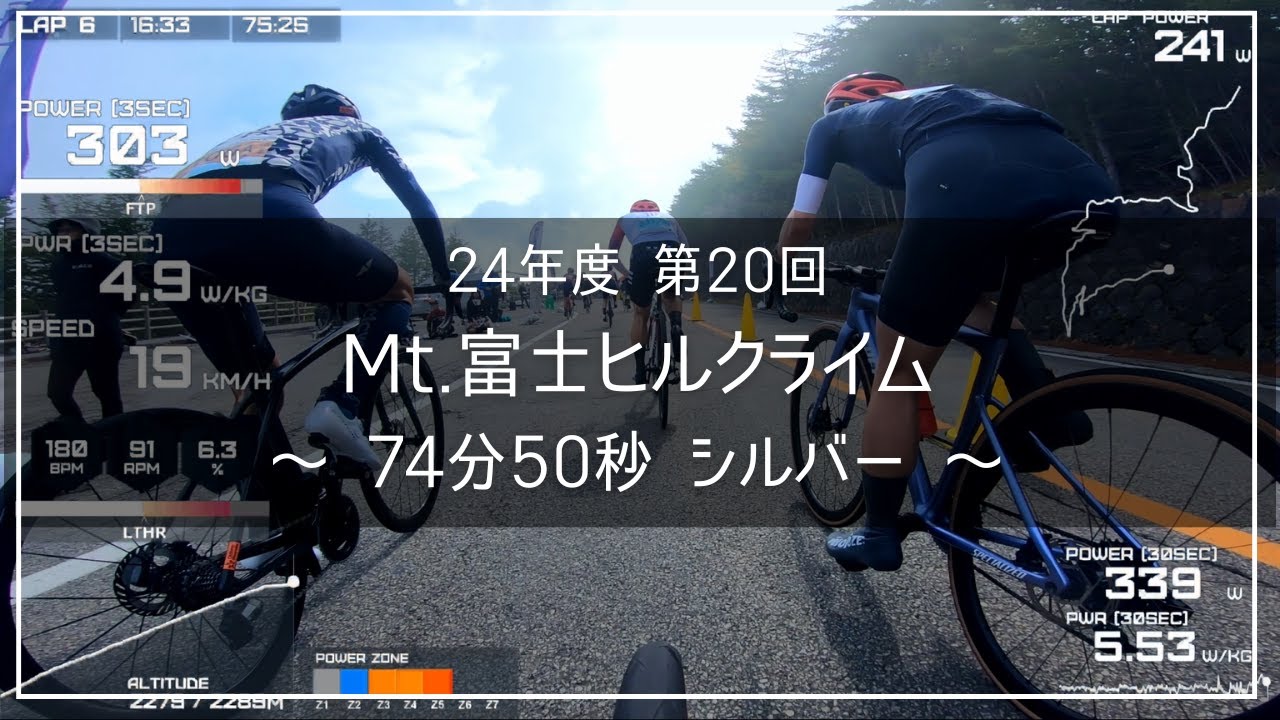 【楓鈴】24年度 Mt.富士ヒルクライム (富士ヒル) 74分50秒 シルバー (1440p, Overall, 字幕, Data Overlay, PWR included)