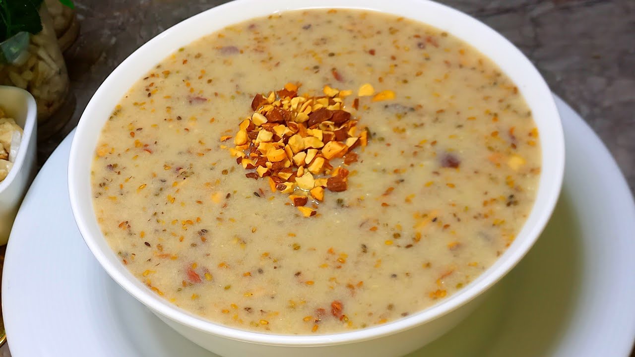 حساء ملكي بالشعير البلدي بالحليب و المكسرات كله فوائد للفطور أو السحور باش دوزو يوم صيام كله طاقة👌🇲🇦