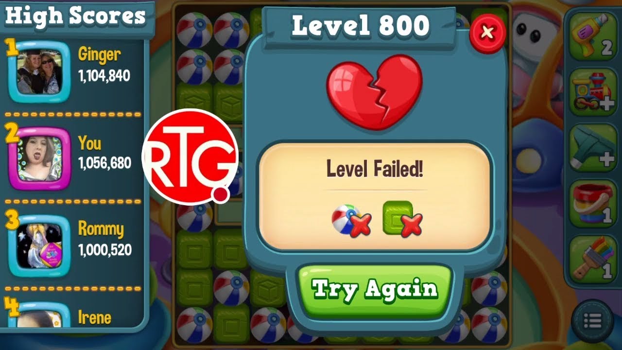 Toy blast level 800 trying to pass my personal best of 1 million score #toyblast #gamersunite