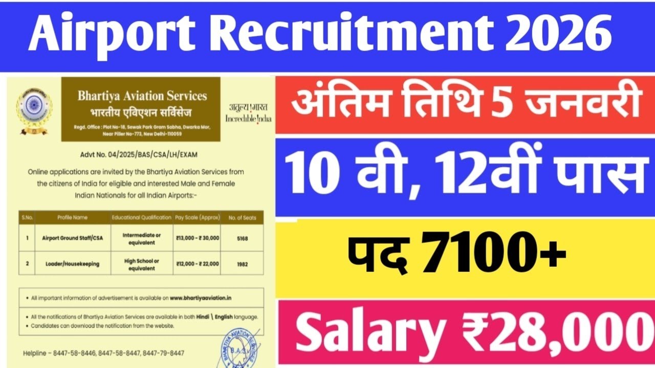Airport Recruitment 2026 | Airport New Vacancy 2026 |#govtjobs #bihar #jharkhand #airportjobs #job 