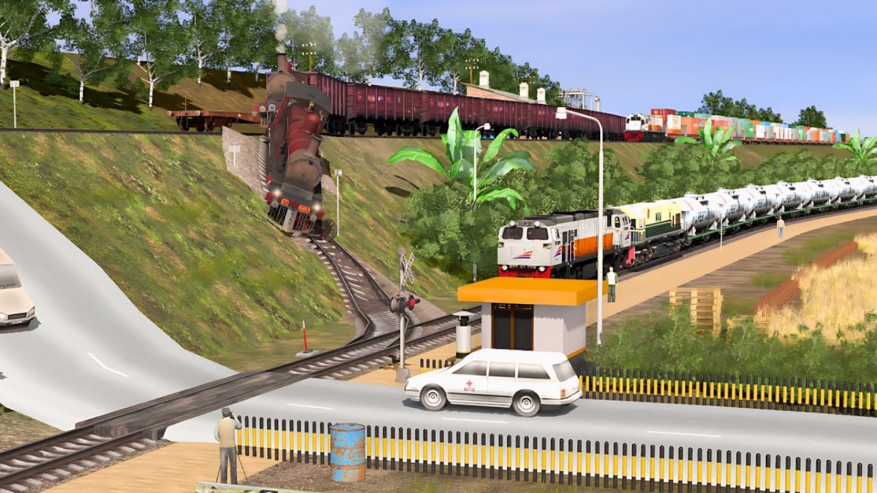 Perlintasan Kereta Api ‼️#1 KERETA API PANJANG BERGANTIAN