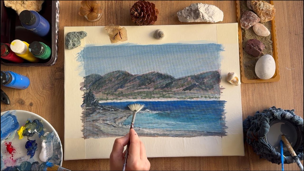 Lake Salda From a New Angle | Relaxing Acrylic Painting & Music 1 Hour