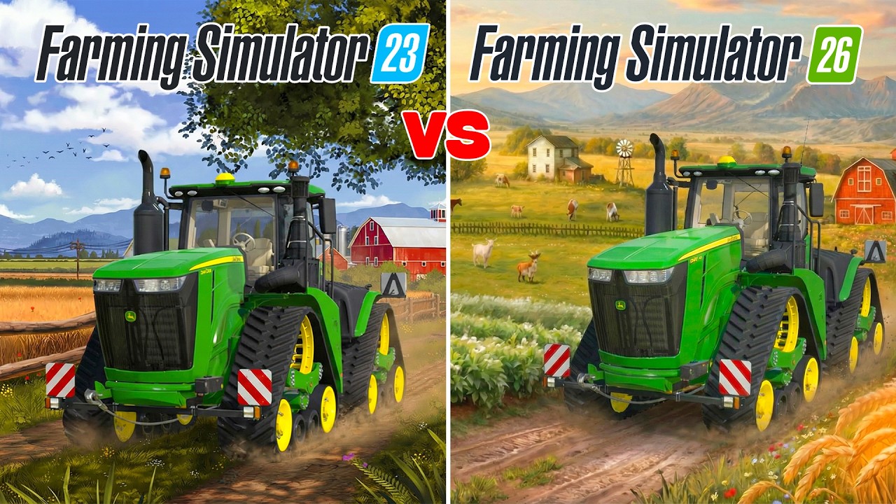 FS23 vs FS26: John Deere comparison.