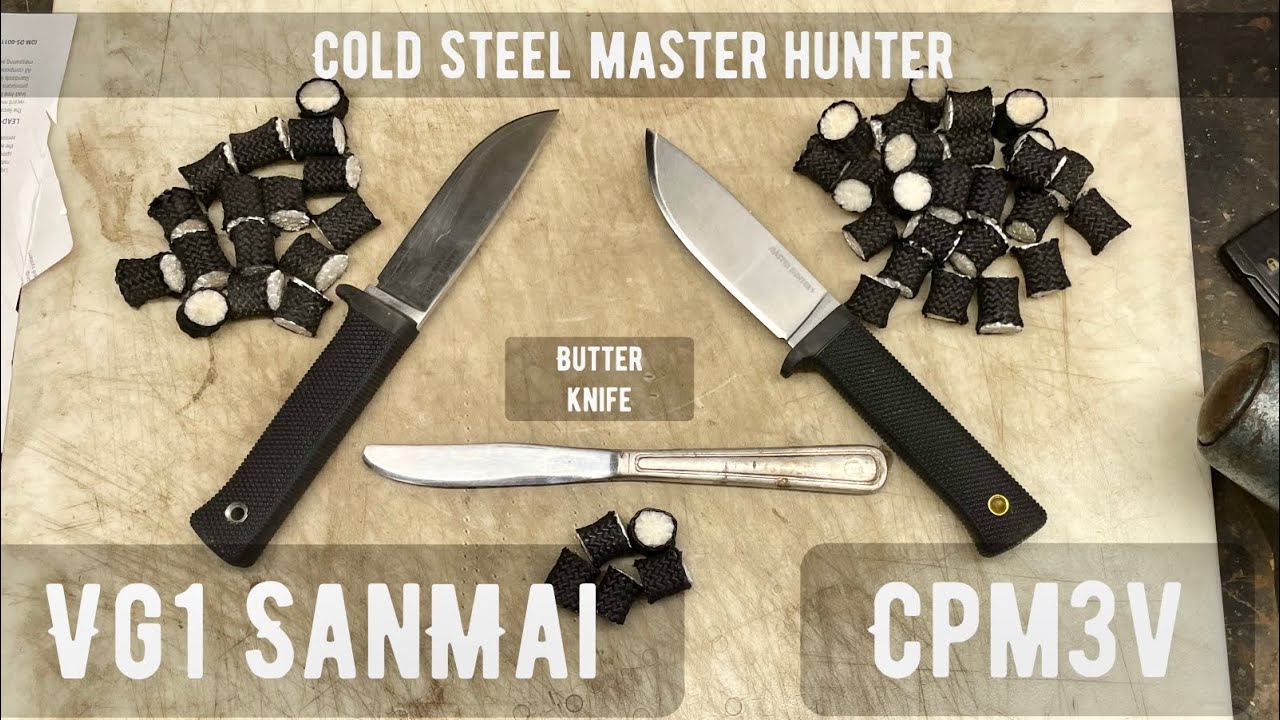 Тест на сохранение режущей кромки ножей Cold Steel Master Hunter CPM3V и VG1 SANMAI