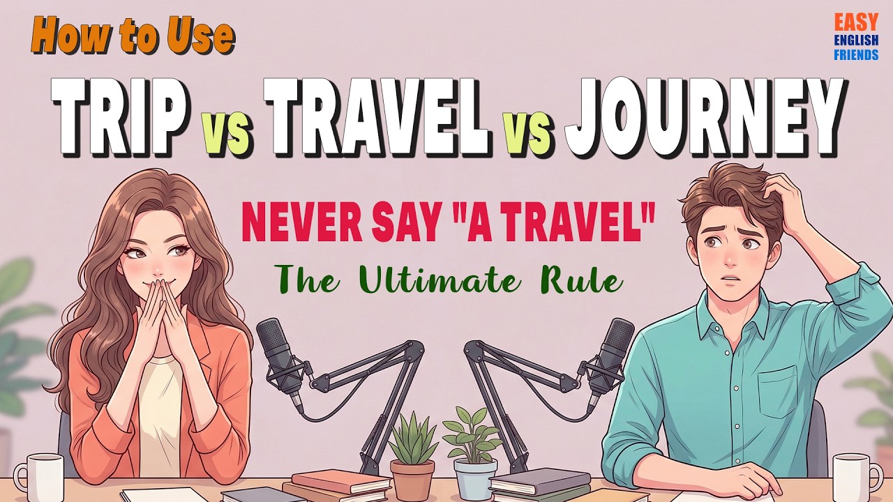 How to Use TRIP vs TRAVEL vs JOURNEY in English | Daily English Conversations | English Podcast