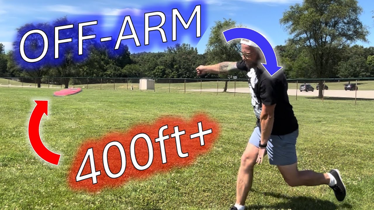 Using off arm mechanics to help engage shoulder hip separation making 400ft disc golf drives easier.