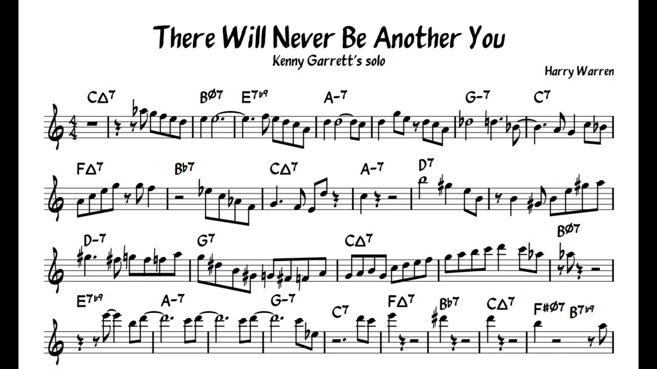 There Will Never Be Another You - Kenny Garrett - Eb Alto Saxophone Transcription