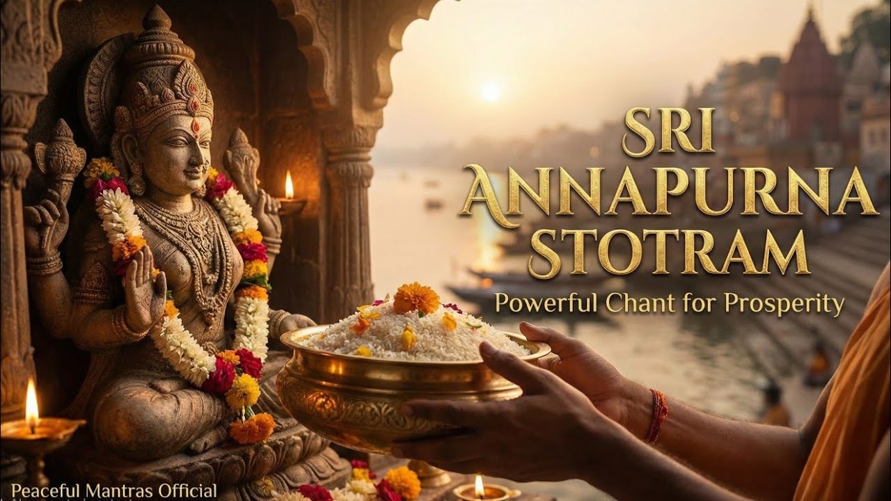 Sri Annapurna Stotram | Raga Bhairavi | Sacred Morning Mantra for Abundance 🕉️ #mantras 