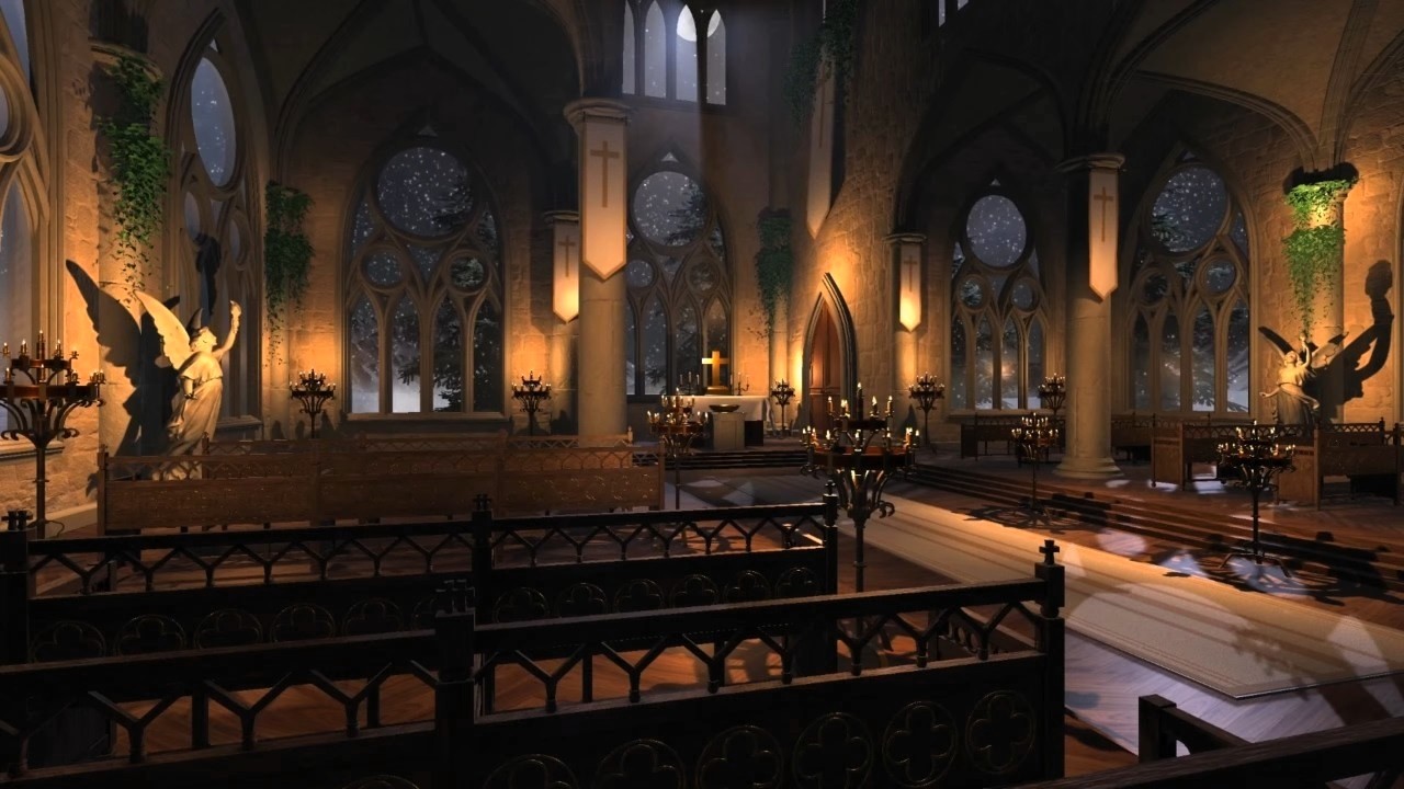 Winter Church Night Ambience | Bells, Wind, Snow & Blizzard Sounds