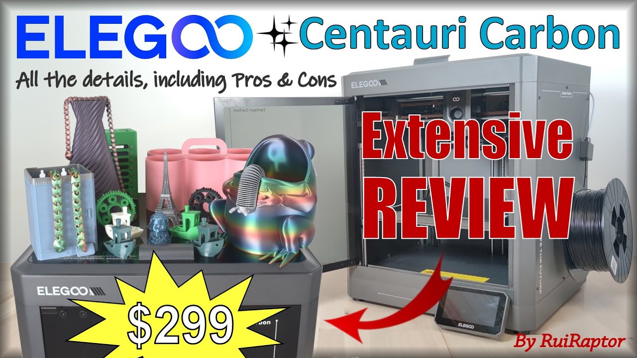 Elegoo CENTAURI CARBON - Detailed REVIEW (Includes Full Analysis, Prints and Pros & Cons)
