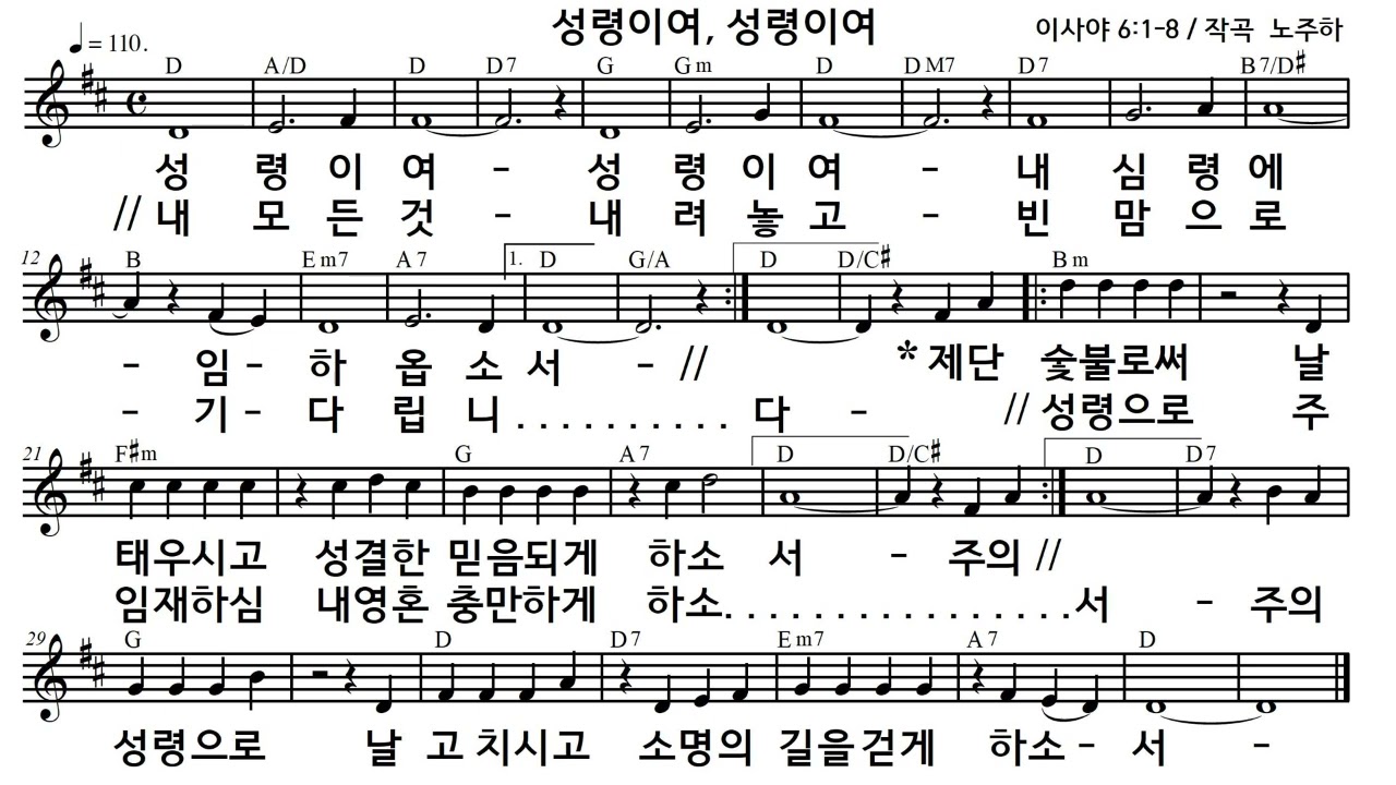 성령의 노래들(spiritual songs)시리즈(77). 이사야6장. 성령이여 성령이여. 작곡 노주하. singers 노주하, 김정하, 노상균. 이사야서를 노래로. 찬양산교회.