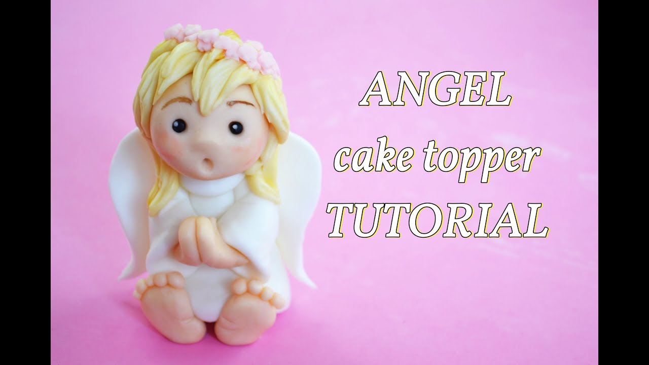 simple angel baptism cake topper - angelo in pasta di zucchero per torta battesimo